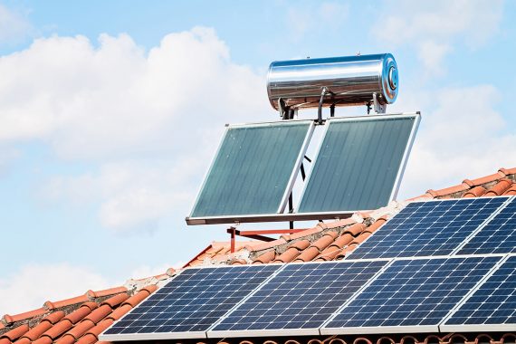 Solar Panel On A Red Roof